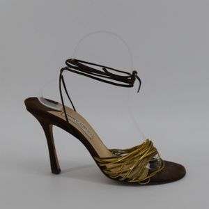 Jimmy Choo Leather Sandal with Spaghetti Straps
